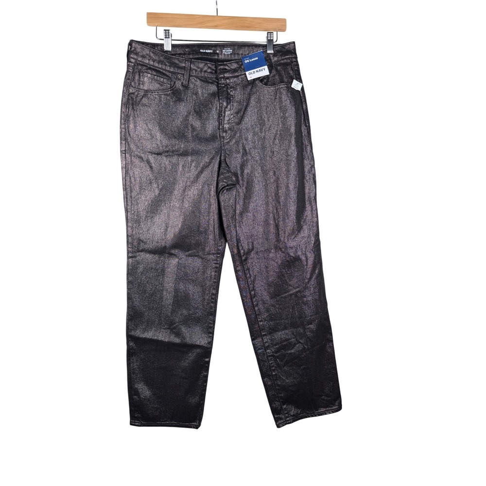 New‎ Old Navy High Rise OG Loose Jeans size 12 Shimmer Black